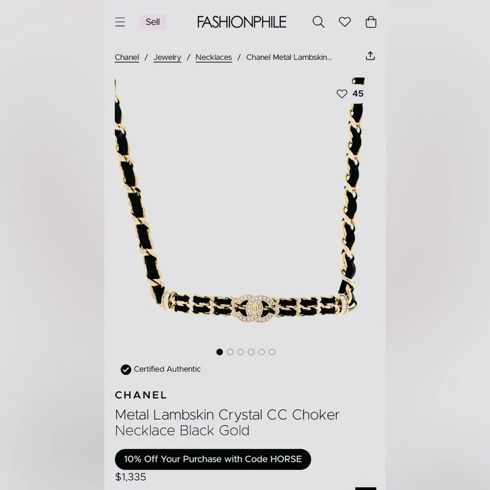 A-1DC-33: NECKLACE: Blk Pleather & Golden Braided Rope w/Faux Pearl Charm, NWOT